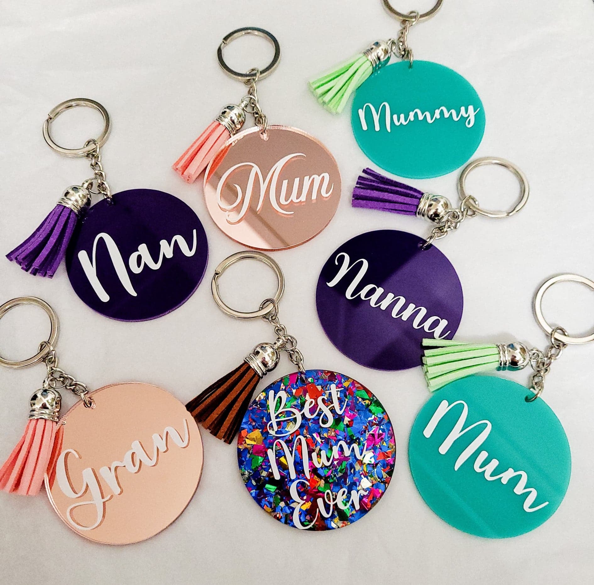Custom Mum Nan Gran Aunt Keyrings Hunter Valley Candle Company